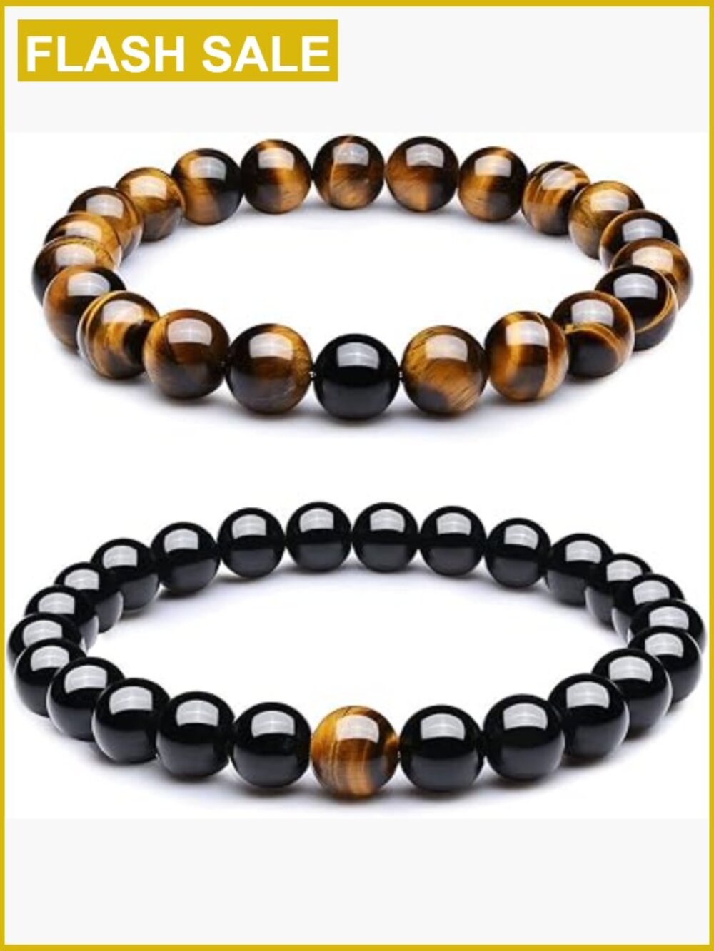 Healing Stone Stretch Bracelets for Couples - 8mm Beads 2 Pcs